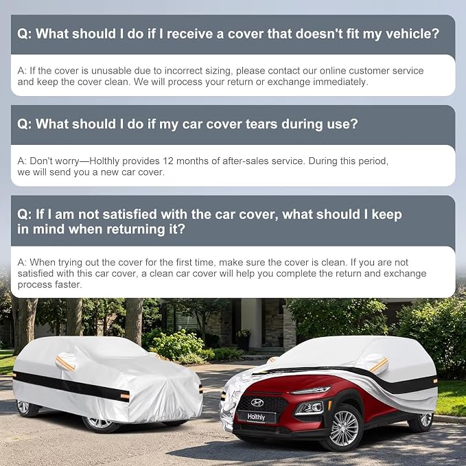 10 Layers SUV Car Cover Custom Fit for Hyundai Kona (2017-2026), Waterproof All Weather for Automobiles, Outdoor Full Cover Sun Dust Rain Protection with Cotton. Silver