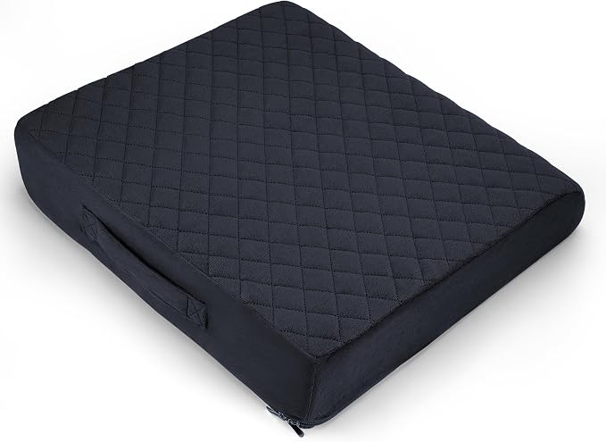 Medium-Soft 20x20x4 Memory Foam Recliner Chair Seat Cushion for Long Sitting - Armchair Pad with Washable Velvety Cover with Waterproof Layer & Non-Slip Base for Seniors & Elderly - Black