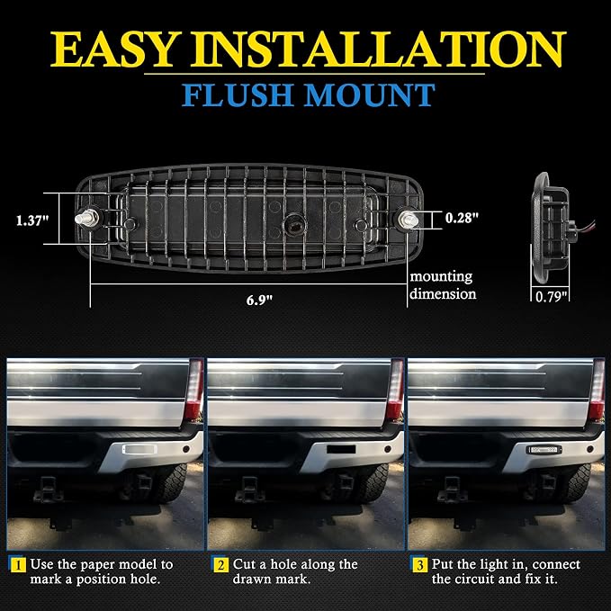 BUNKER INDUST 7" Flush Mount LED Light Pods, 2 Pcs 4800LM Off Road Work Bar Flood Spot Combo Beam Driving Fog Bumper Lights for Truck Golf Cart UTV ATV