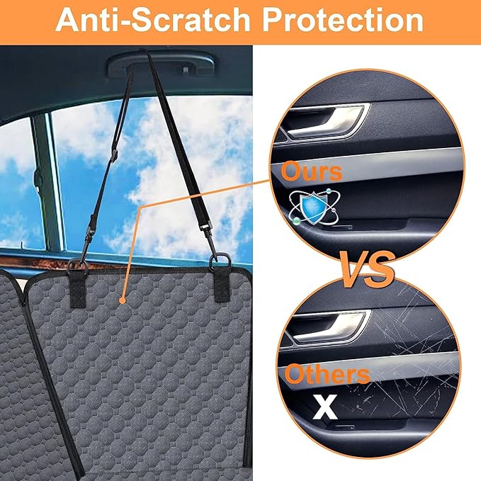 Mancro Dog Car Seat Cover for Back Seat, Waterproof Dog Hammock for Car | 600D Heavy Duty, Scratch-Resistant Back Seat Pet Cover for Dogs with PVE Nonslip Underside, Fits for Sedan, Trucks and SUVs