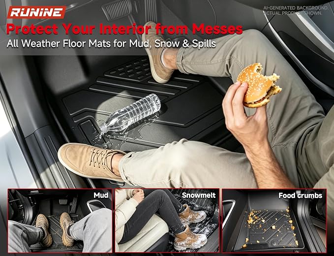 Floor Mats for Hyundai Tucson 2022-2025 2026(Excluding Hybrid & PHEV), All Weather Protection Custom Floor Mats Trunk Cargo and Car Windshield Cover Set for Car Accessories,Car Floor Liners Set