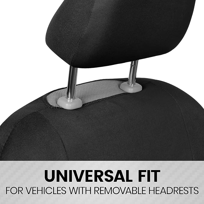 BDK PolyPro 2-Pack Front Car Seat Covers Set in Black/Black - Front Seat Covers for Cars Trucks Vans SUVs Sedans, Easy to Install Front Car Seat Cover Protection, Universal Fit Car Accessories