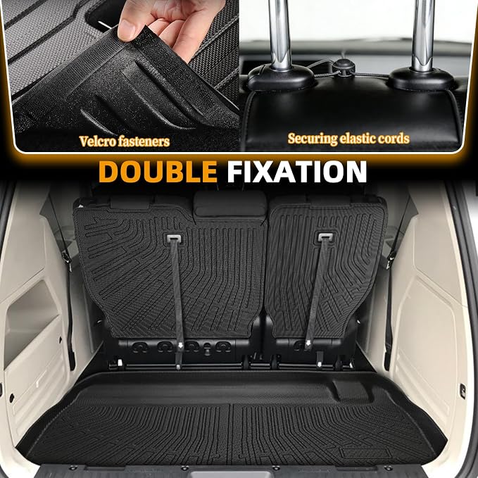 Floor Mats for Chrysler Town & Country 2008-2016(ONLY Stow'n Go) | for Dodge Grand Caravan 2008-2015 2016 -2018 2019-2021,TPE Custom Floor Liners & Seatback Mat & Cargo Liner