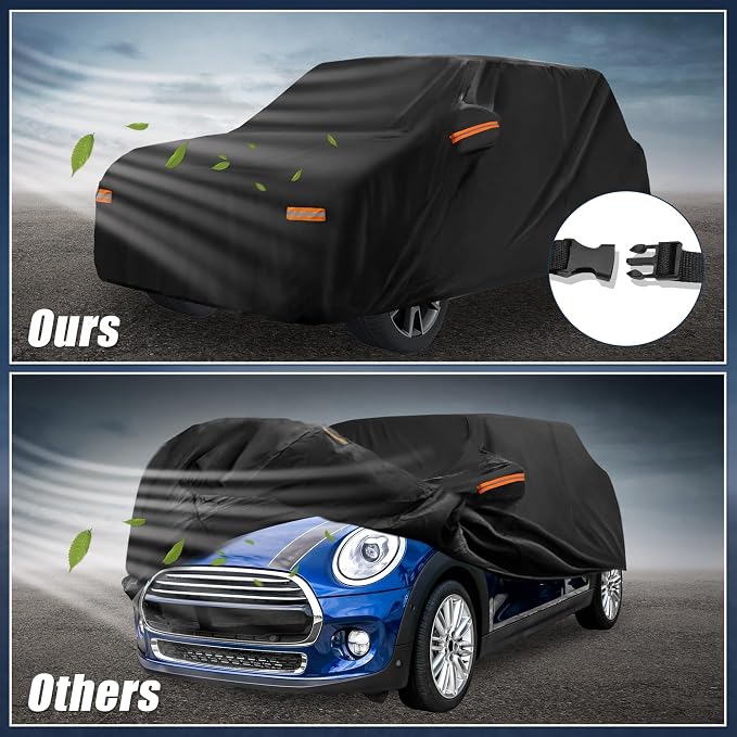 X AUTOHAUX Protective Car Cover for Mini Cooper 4DR - Waterproof, UV-Resistant, and All-Weather Protection with Door Zipper, 210D-PU Material