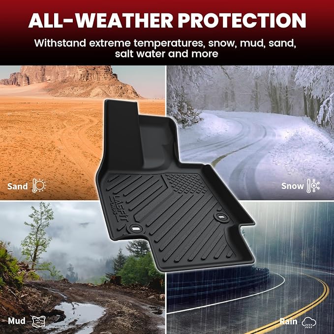 LASFIT Floor Mats&Trunk Mat for Toyota BZ4X 2023-2025/ BZ 2026 /for Subaru Solterra 2023-2026, All Weather TPE Custom Fit Floor Liners for Toyota Accessories 2 Rows Car Mats and Cargo Liner, Black
