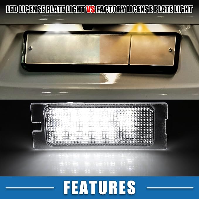 Car 6500K White LED License Plate Light Assembly No.7T4Z-13550-A 3528SMD for Ford Edge 07-14 for Ford Escape 08-12 ABS Clear (Set of 2)