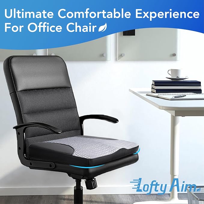 Lofty Aim Car Seat Cushion, Car Seat Pillow, Automotive Cushion | Memory Foam Car Seat Cushion for Long Driving, Butt Pillow for Pain Relief, Driver Seat Cushion for Car, Office, Black&Gray