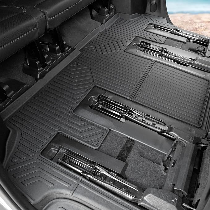 Floor Mats for Chevy Suburban/GMC Yukon XL/Cadillac Escalade ESV 2021-2026, All Weather Cargo Liner with Backrest Cover and Door Sill Guards Accessories, Full Coverage Set (Fit 7 Seats)