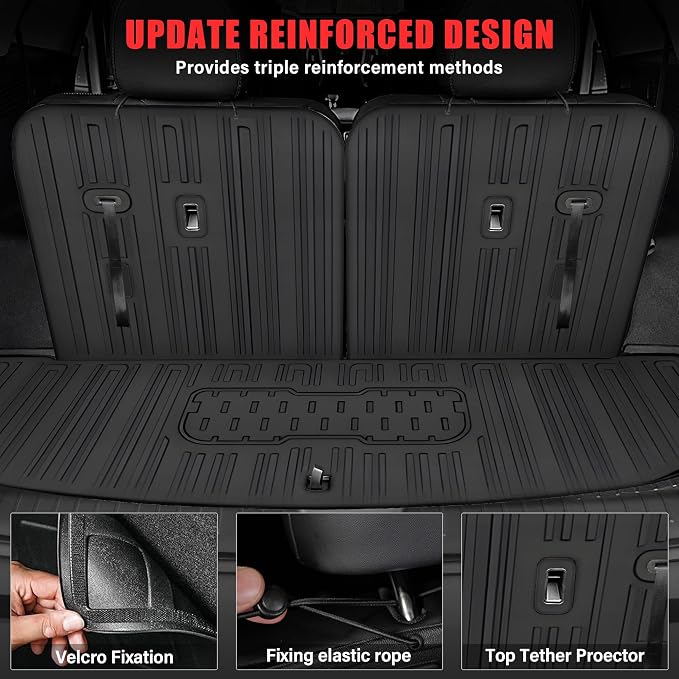 Floor Mats & Trunk Mat with Backrest Mat for 2021-2026 Kia Sorento Fuel | All Weather TPE Rubber Cargo Liner Back Seat Cover 3rd Row for 2021-2026 Sorento Gas 6&7 Seats Accessories(Non Hybrid)