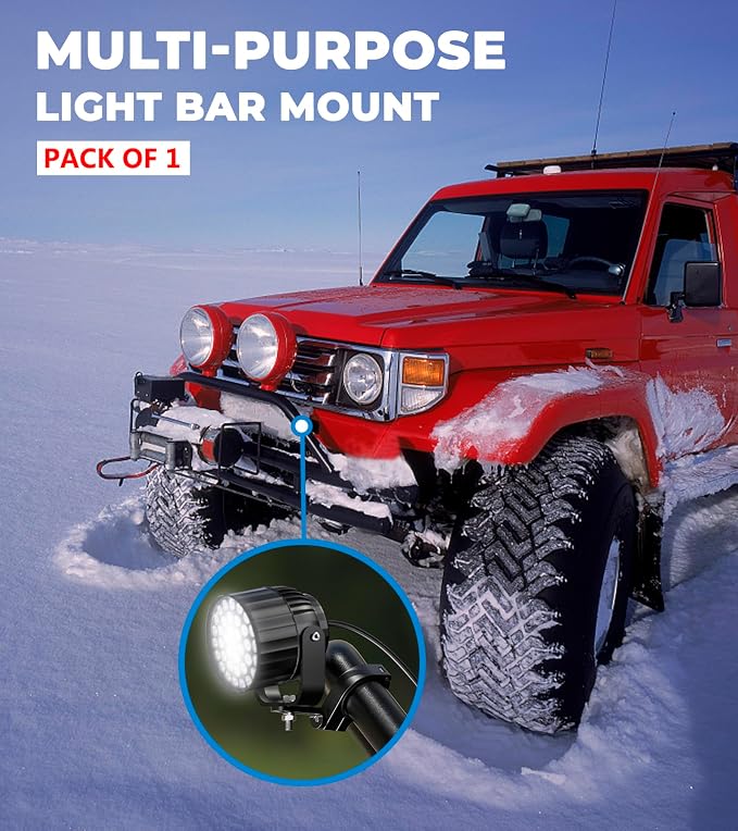 VAZESWIN 1 PC UTV Light Bar Mount, Off-Road LED Light Bar Mounting Bracket | Aluminium Alloy, 360° Adjustable Bar Clamp for 1.5"/1.75"/1.85"/2"/2.1" Roll Cage Roof Rack Bumper, for ATV Jeep Boat Truck