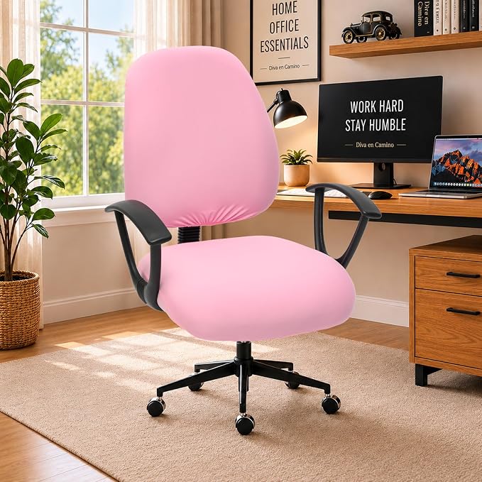 Super Stretchable Separate Office Chair Seat Covers - Universal Spandex Computer Chair Slipcover - 180GSM Washable Rotating Backrest Coverings & Cushion Protectors for Dogs, Cats, Pets