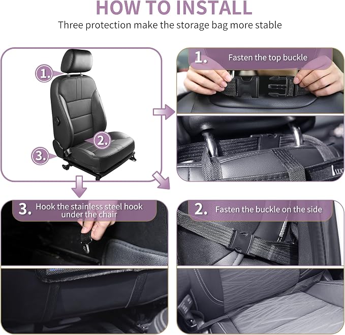LUCMO Car Backseat Organizer with Touch Screen Tablet Holder, Pink | 2 Pcs,9 Storage Pockets,Clear Tablet Holder,Protectors Kick Mats,Travel Accessories,Seat Cover,Road Trip Essentials