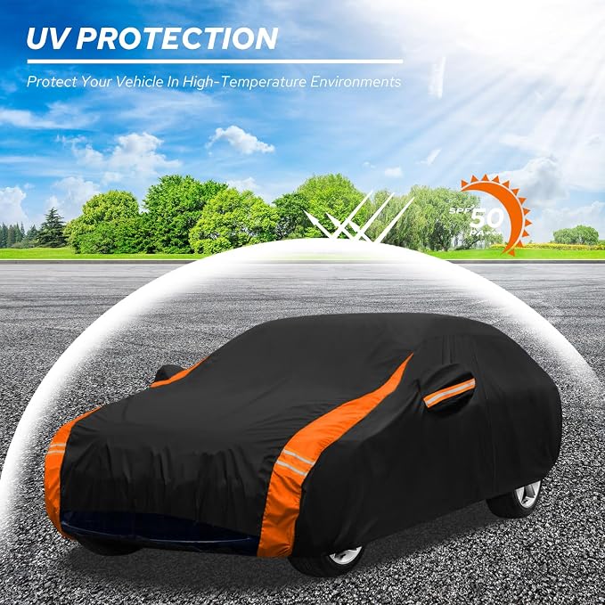 10-Layer Compatible with Tesla Model 3 Car Cover Waterproof All Weather for Automobiles, Outdoor Full Cover Soft Cotton Lining with Door Zipper, Fit for Model 3 2017-2025