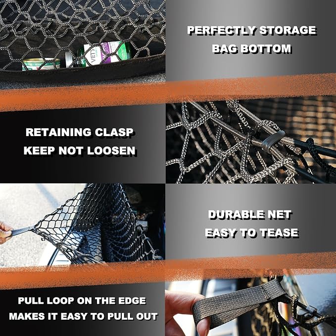 Envelope Style Cargo Net Compatible with Volkswagen Atlas New 2026 2025 2024 2023 2022 2021 2020 2019 2018 2017 Trunk Car Rear Tailgate Touring Netting