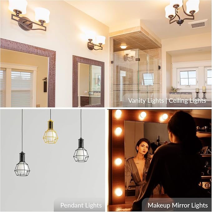 Simba Lighting LED G25 Bulbs 8W 60W Equivalent 120V E26 Warm White, 3 Pack | Decorative White Frosted Cover Globe G80 Light Bulbs for Bathroom Vanity, Makeup Mirror, Standard E26 Medium Base, 2700K