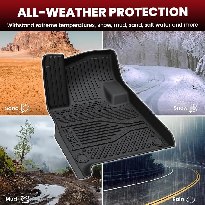 LASFIT Floor Mats for Rivian R1S 2025, with Cargo & Backrest Mats | Not Fit 2026 Models, 1st 2nd 3rd Rows, Trunk Mat & Backrest Mats, Premium TPE Liners, Custom Laser Fit, Full Edge Coverage