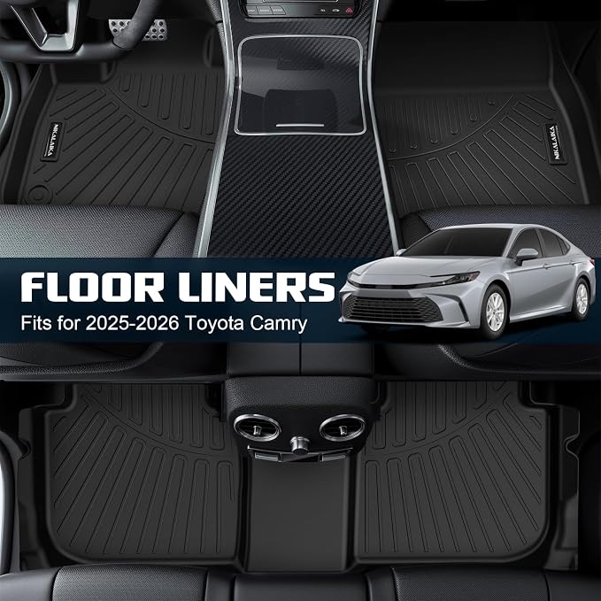 Floor Mats & Cargo Liner for 2025 2026 Toyota Camry (Include Hybrid) LE/SE/XLE/XSE All Weather Protection TPE Rubber Full Set Automotive Floor Liners Accessories, Odorless Anti-Slip, Black