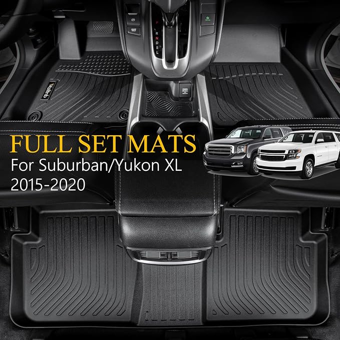 Floor Mats & Cargo Liner for Chevrolet Suburban & Yukon XL 2015-2020 All Weather Custom Fit Chevy Suburban & Yukon XL 2015-2020 Waterproof Durable Easy to Clean Accessories