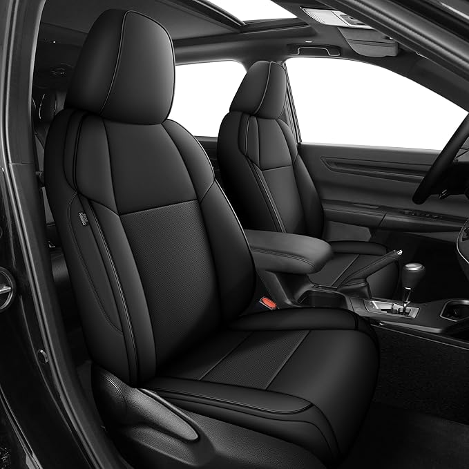 AOMSAZTO Custom Fit Seat Covers for Toyota RAV4 2013-2018 | Limited XLE SE Platinum Adventure (NOT for Hybrid) Full Set Faux LeatherAirbag Compatible Waterproof Black