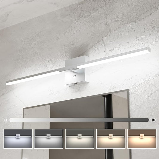 Ensenior Modern Bathroom Vanity Light 32 inch, Built-in Dimmer, 18.5W Dimmable 5CCT Led Bath Lights, Baked-on Matte Grey Vanity Lights for Bathroom Mirror Cabinets Bedroom-FCC & ETL Certificated