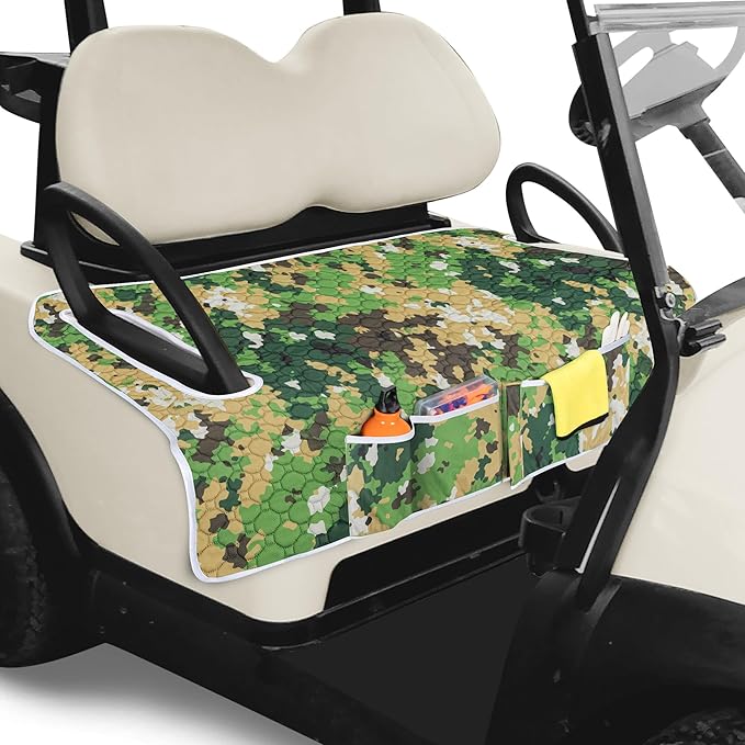 PGmoon Golf Cart Seat Covers with 4 Front Pockets & Nonskid Bottom