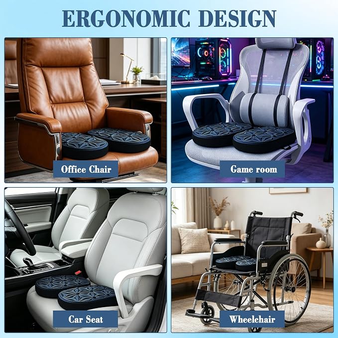 Cooling Gel Enhanced Memory Foam Seat Cushion, Desk Chair Seat Cushion, Office Chair Cushions, Foldable Portable, Back Sciatica Coccyx Tailbone Pain Relief, Driving Car Airplane Wheelchair Bleachers