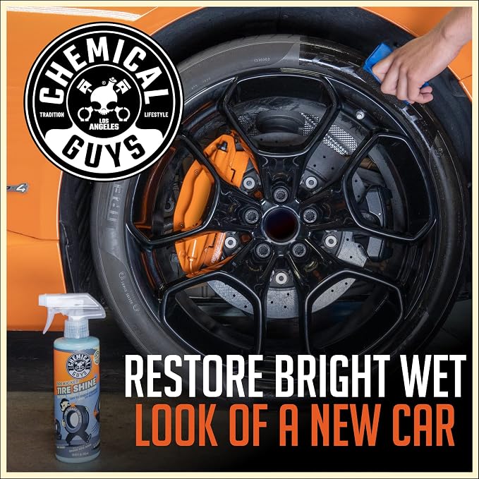 Chemical Guys, Tire Kicker Extra Glossy Tire Shine for Rubber, 1 Gallon | Sprayable dressing revives a deep wet look on tires, trim and bumpers, dries to the touch with no greasy sling
