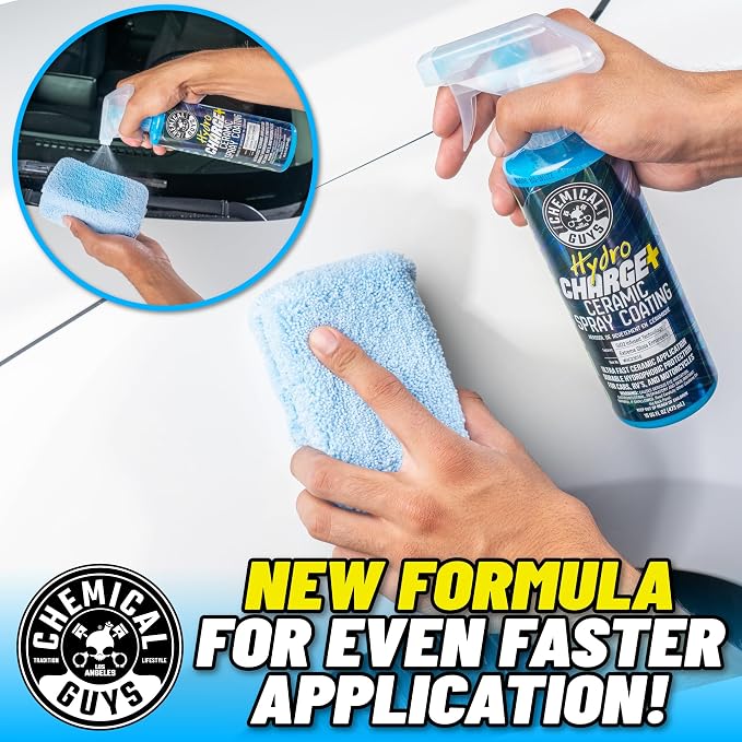 Chemical Guys WAC23016 HydroCharge High-Gloss Hydrophobic SI02 Ceramic Spray Coating (Works on Car, Truck, SUV, RV, Boat and Motorcycle Paint), 16 fl. oz, Blue | Ceramic spray coating adds high gloss, slickness and hydrophobic water beading on paint, g...