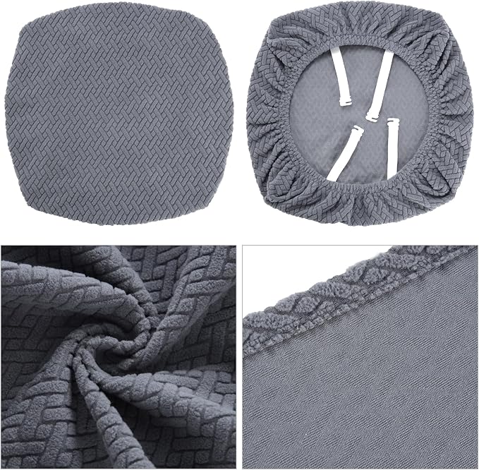 Fuloon Stretch Seat Cushion Covers 6 PCS, Washable Chair Seat Slipcover Chair Cover Dining Room for Hotel, Ceremony, Banquet Wedding Party (Grey, 6)