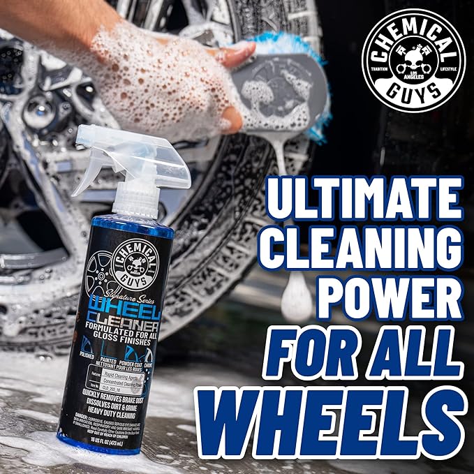Chemical Guys CLD_203 Signature Series Wheel Cleaner, Formated For All Gloss Finishes, Safe for Cars, Trucks, SUVs, Motorcycles, RVs & More 128 fl oz (1 Gallon) | Fast-acting foaming spray clings to wheels to lift brake dust and road grime, safe on chr...