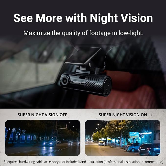 Thinkware Dash Cam, F70 PRO - 1080p FHD, Wi‑Fi, Smart Parking Mode with Super Night Vision, 32GB microSD