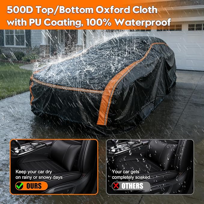 Waterproof All-Weather Heavy-Duty Outdoor Pickup Truck Cover for Fit Ford F-Series, Tundra, RAM 1500 etc,Size T6. Length up to 255 inch