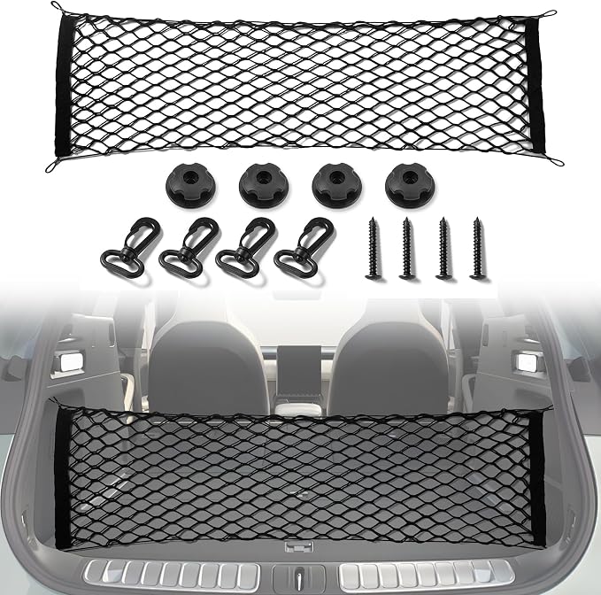 Amiss Cargo Net Stretchable. Adjustable Elastic Trunk Storage Net with Hook for SUVs, Cars and Trucks, Car Exterior Accessories (43.3x15.8 Inch)