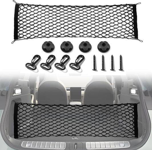 Amiss Truck Bed Cargo Net Stretchable, Adjustable Trunk Storage Net with Hook, Accessories for Pickup Bed Divider Organizer and Storage, Compatible with Chevy Silverado Ford F150 GMC (50"x 18")