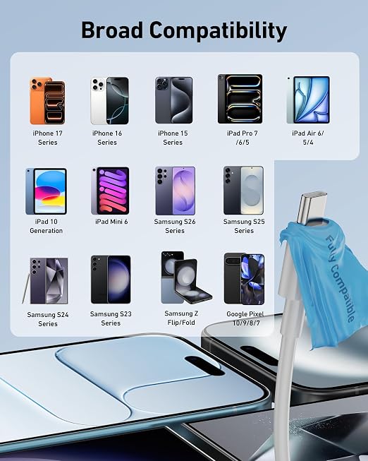 Car Carplay Cable for iPhone 17/17 Pro/Air/17e/16/15 Pro Max Charger Cord | 2Pack USB A to USB C for CarPlay USBC Cable, iPad, Galaxy, Android Phone Accessories Charging Wire Type-C Car Charger Cord