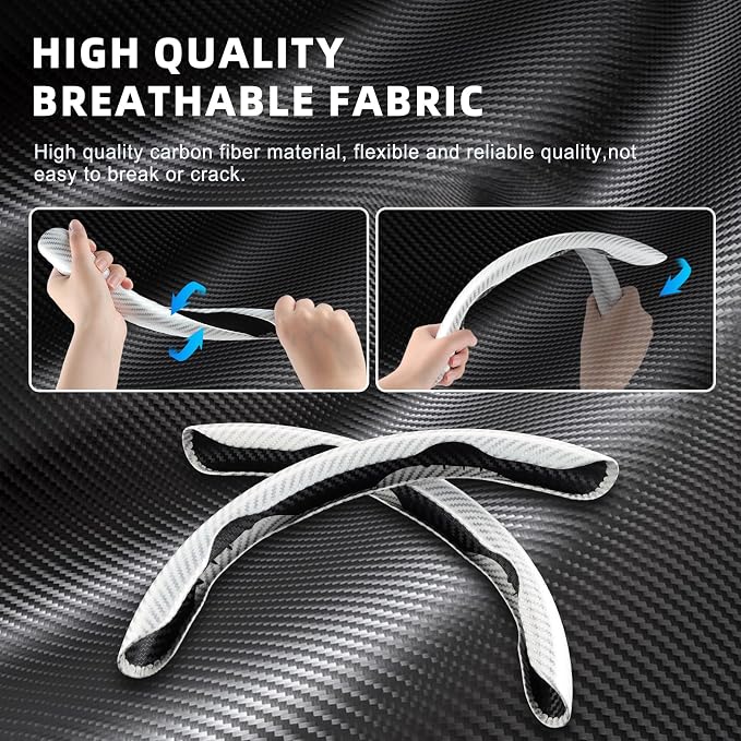 Amiss 3pcs Carbon Fiber Anti-Skid Steering Wheel Cover, Waterproof Design, Universal Fit for 14-16 Inch Car Wheel Cover, Interior Car Accessories for Jeeps, SUVs, Trucks (Glossy White)