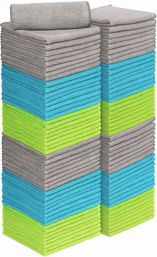 AIDEA Microfiber Cleaning Cloth 100PK, Microfiber Towels for Cars 12"x12" | Absorbent Cleaning Rags, Reusable Microfiber Towel Lint-Free Streak-Free for House, Kitchen, Window Multicolor Soft Bulk Rags