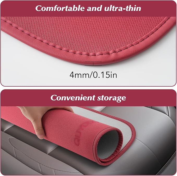 2PCS Car Seat Covers Cushion, for Car Seat Office Chair, Prevent Seat Dirt, Thin and Breathable, Do Not Affect Seat Ventilation Functions, with Non Slip Bottom, 20.5"x19.3" Red