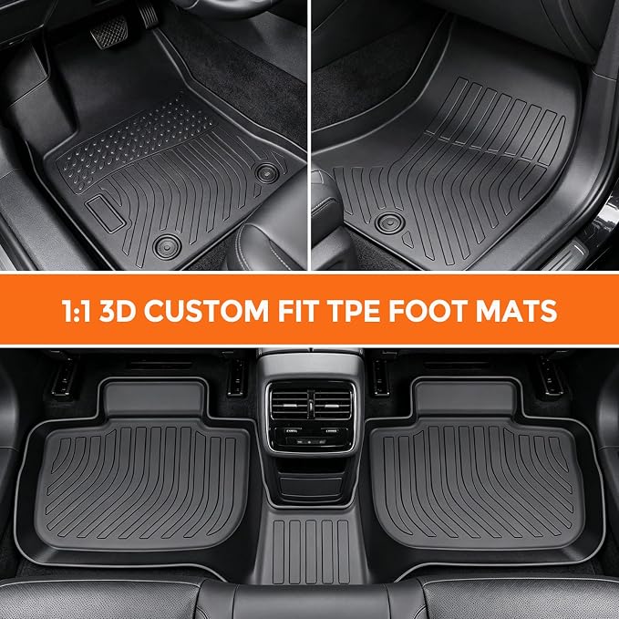 Floor Mats for Dodge Challenger RWD 2015-2023 | (Not for AWD or 3.6L V6 Engine Models), Heavy Duty TPE All Weather Protection, Waterproof Non-Slip Black(Two-Row Floor Mats)