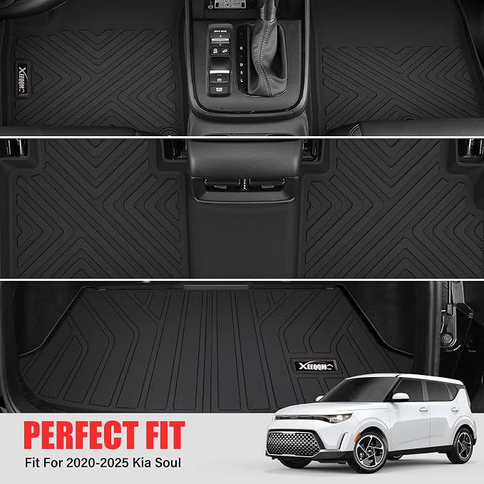 Floor Mats & Trunk Mat for 2020-2025 Kia Soul(Upper Floor of The Trunk) | All Weather TPE Protection Floor Liners Full Set with Cargo Liner for 2020 2021 2022 2023 2024 2025 Kia Soul Accessories