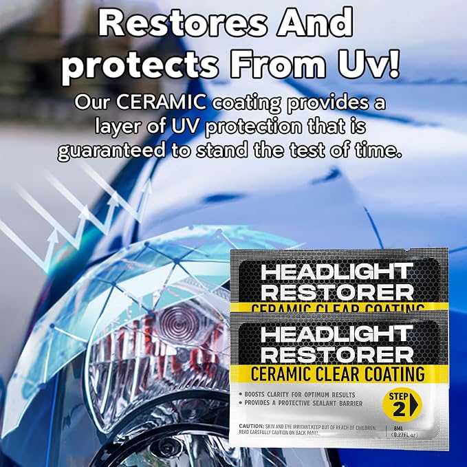 XPERTCHEMY Headlight Restoration kit, 2-Step Headlight Cleaner & Protective Coating Wipes, Removing The Moderate Yellowing, Haziness and Oxidation, Provides with the Best Protection 18 Months