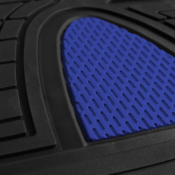 FH Group Automotive Floor Mats - Heavy-Duty Rubber Floor Mats for Cars, Universal Fit Full Set, Climaproof Floor Mats, Trimmable Floor Mats for Most Sedan, SUV, Truck Floor Mats Blue