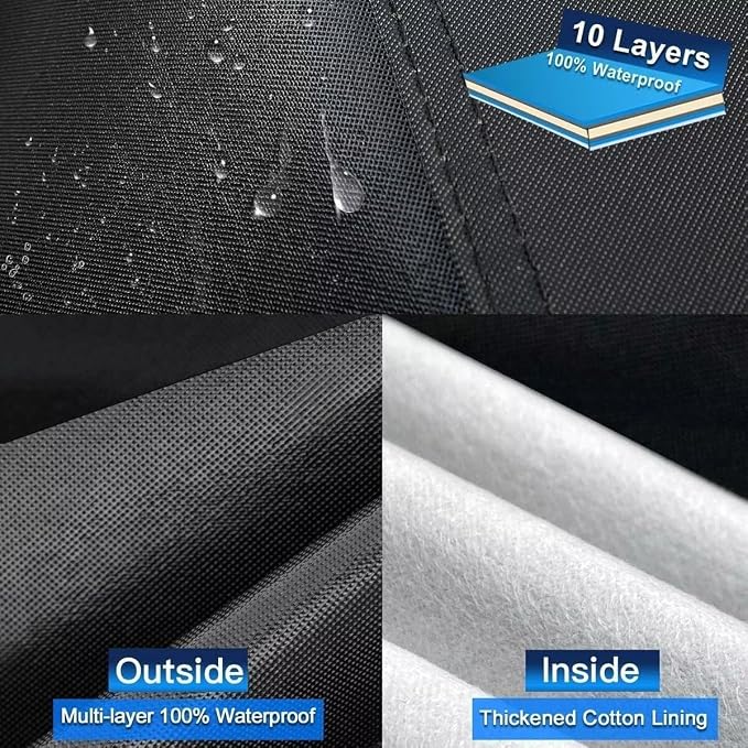 10 Layers SUV Car Cover Custom Fit for Ford Bronco 4 Door (2021-2026), Waterproof All Weather for Automobiles, Outdoor Full Cover Sun Dust Rain Protection with Cotton. Black