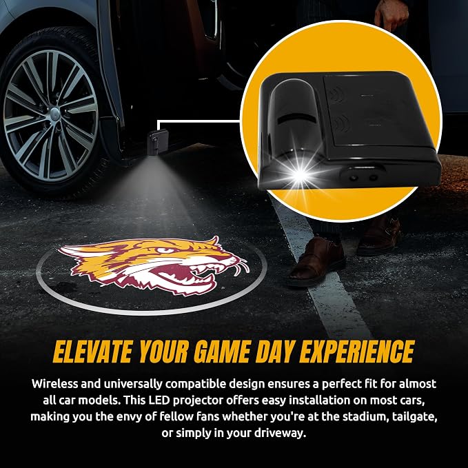 Sporticulture American Football Bethune Cookman Car Door Lights Logo Shadow Display - Officially Licensed NCAA Car Accessories - Show Your Team Pride - Battery Powered, Universal Fit