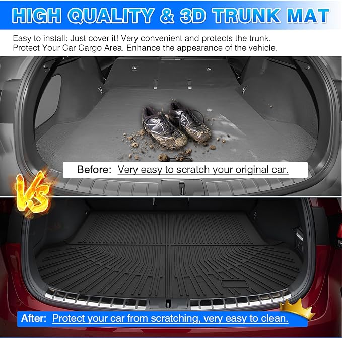 Cartist Custom Fit for Cargo Liner 2016-2022 RX350/RX450h (Not for RX350L & RX450hL) All Weather Trunk Mat Anti-Slip TPE Rear Trunk Floor Mat Waterproof