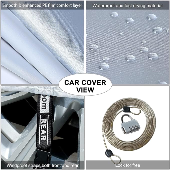 Tecoom Light Shell SUV Cover Waterproof UV-Proof Windproof, All Weather Indoor Outdoor with Zipper Design, Fit 206–215 Inches Full-Size SUV