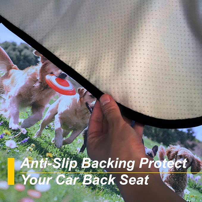 Back Seat Cover for Car Trucks Van SUV Jeep,Waterproof Rear Bench Towel Seat Covers for Dogs and Kids,Automotive Backseat Protector (Dog Print)