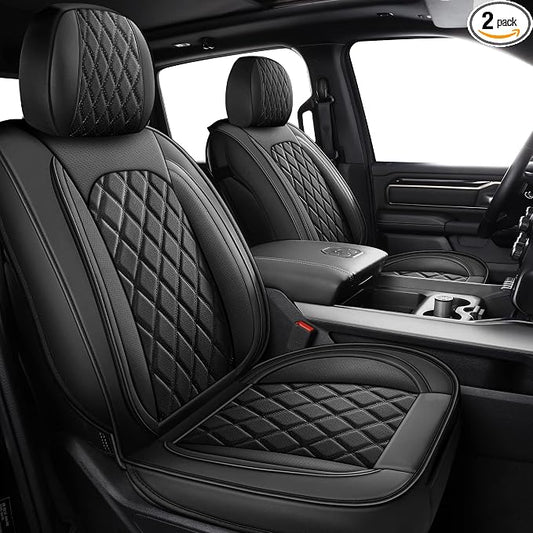 MIROZO Front Seat Covers for Ram,Waterproof Truck Seat Cover Car Seat Protector Compatible with 2009-2026 RAM 1500/2500/3500 Crew Quad Cab Pickup Cushions (2 PCS Front,Black)