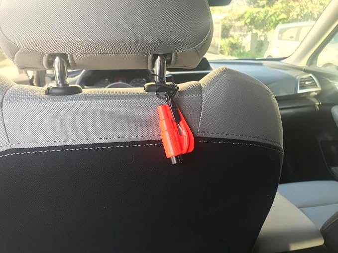 resqme The Original Emergency Keychain Car Escape Tool, 2-in-1 Seatbelt Cutter and Window Breaker, Made in USA, Family Pack of 3 - Red, White, Lime Green -Compact Emergency Hammer