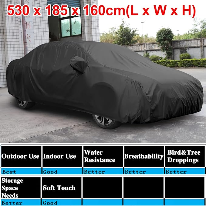 uxcell 3XXL Heavy-Duty Waterproof Car Cover with Mirror Pockets - Extra Large UV/Snow/Rain Resistant Cover for Van, RV, Oversized Vehicles